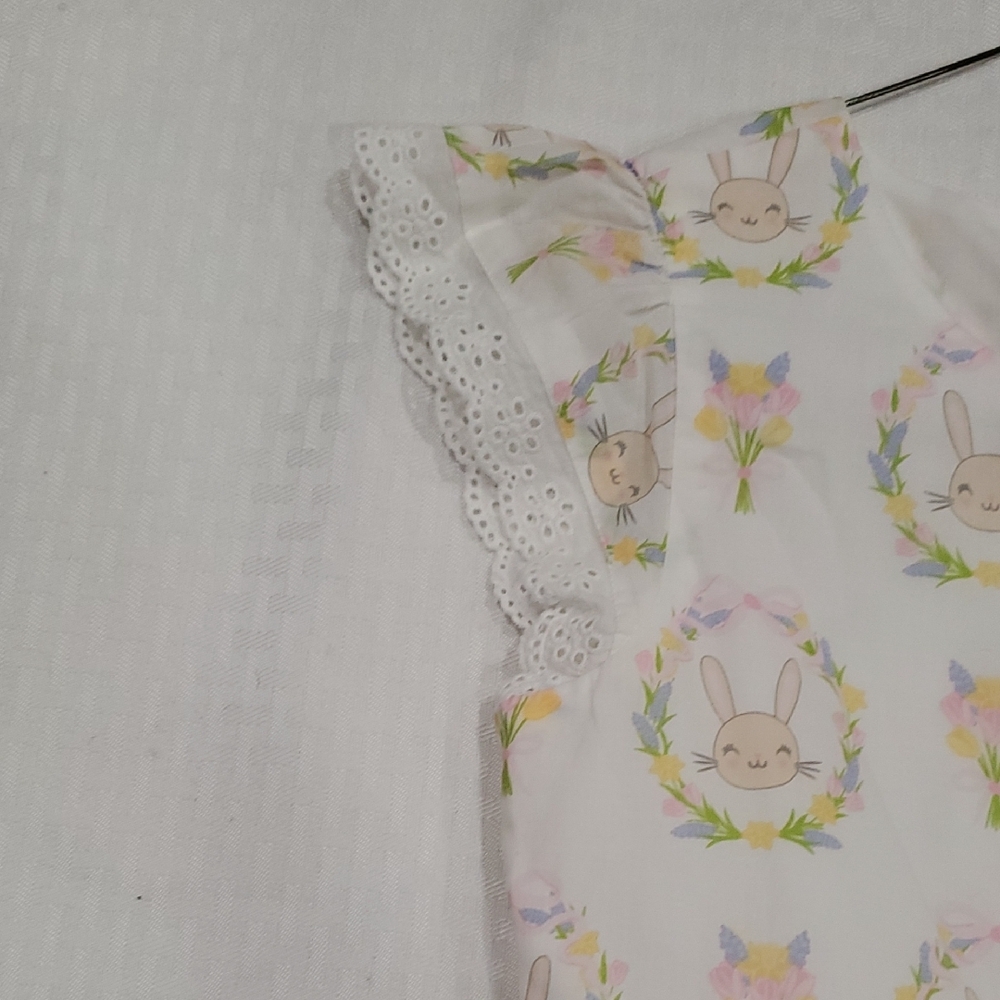 Place Girls Fit and Flare Bunny Casual Easter Dress with Flutter Sleeves Size 10 - Picture 4 of 14